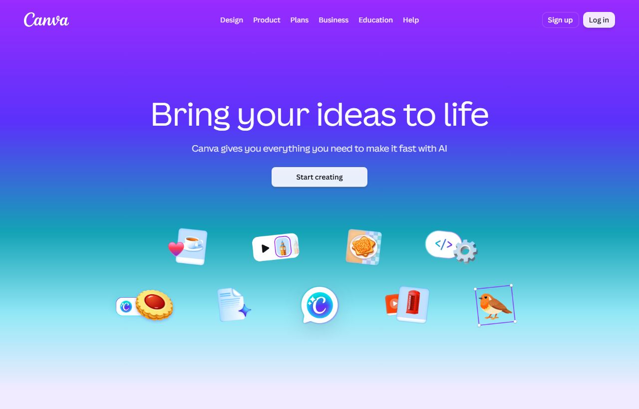 Canva AI homepage