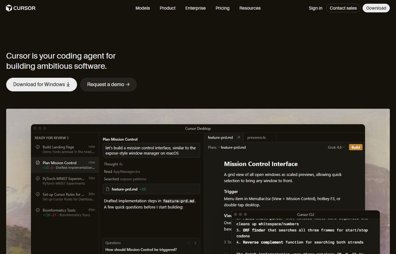 Cursor homepage