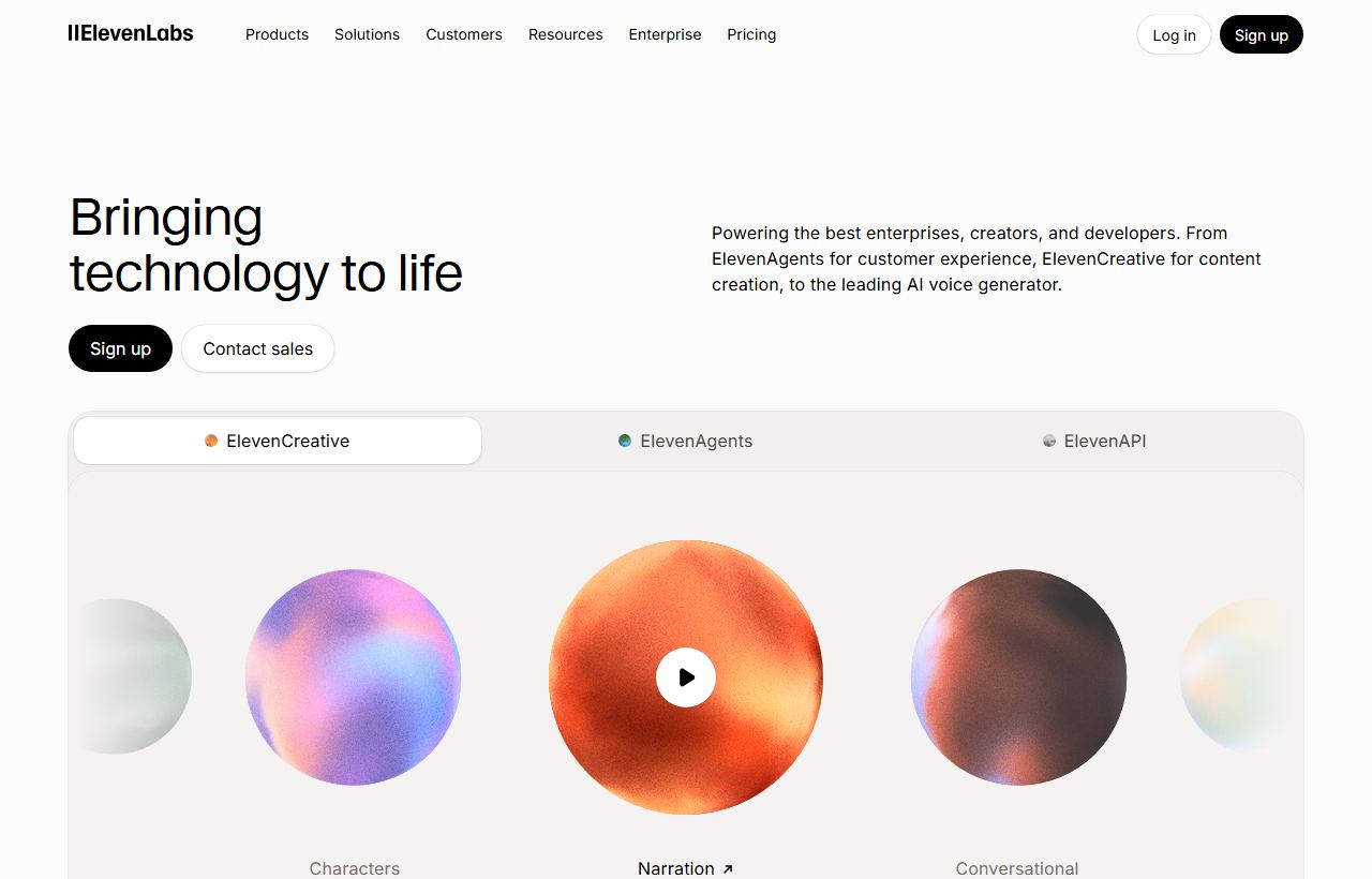 ElevenLabs homepage