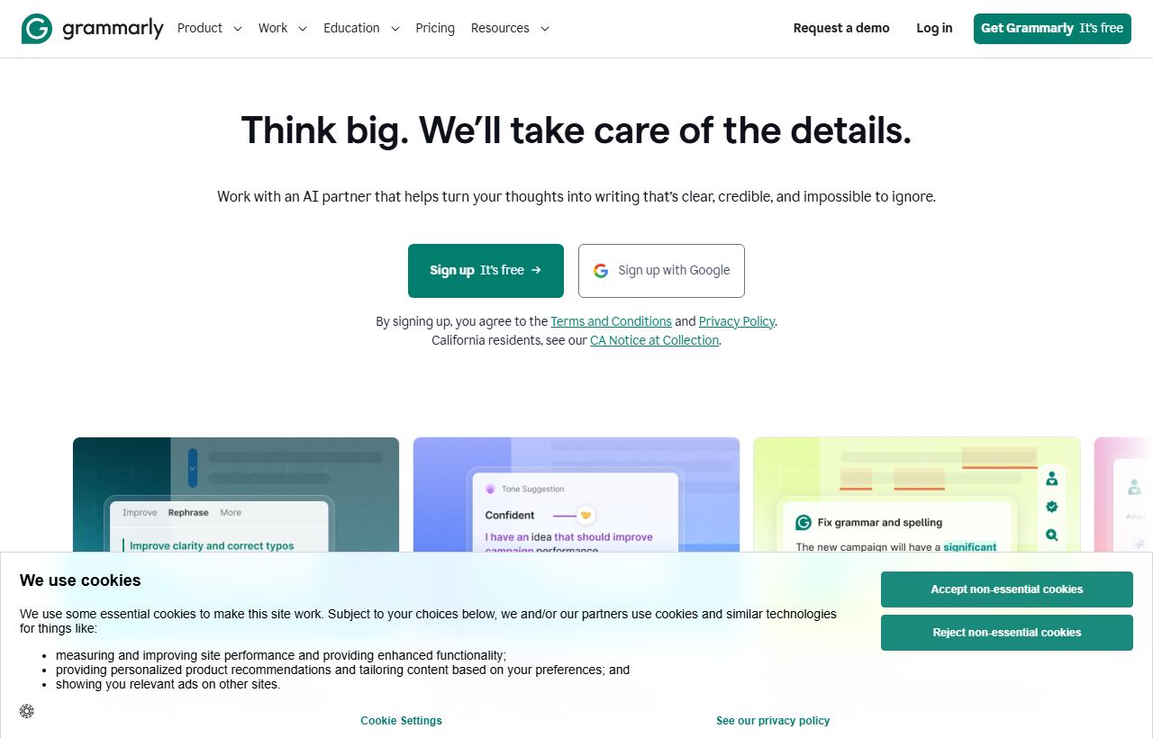 Grammarly homepage