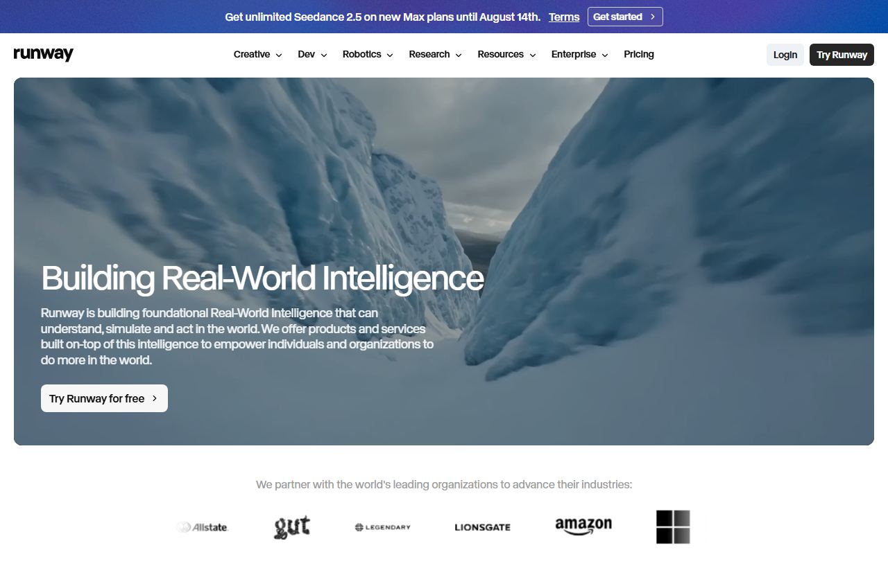 Runway homepage